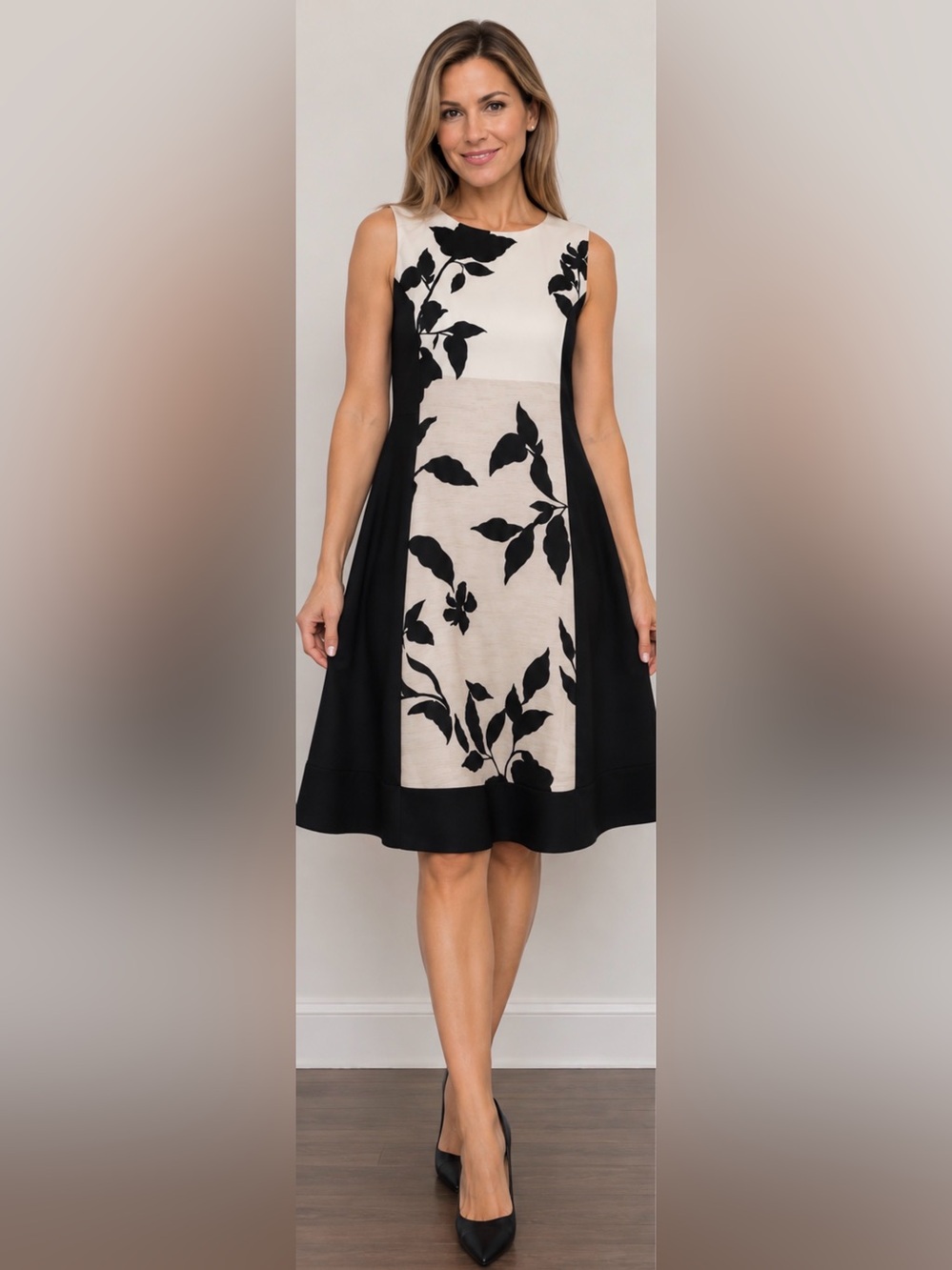 DKNY Black and Cream High Low Dress size 8